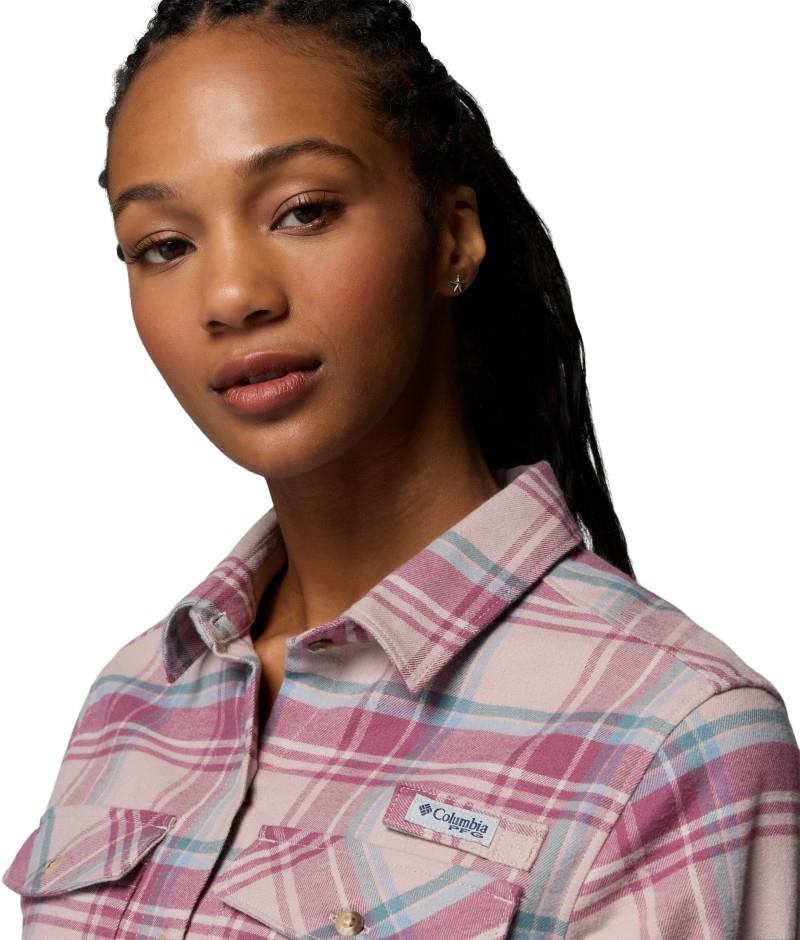 PFG Topwater Tech Flannel - Womens - mauve reel plaid 1