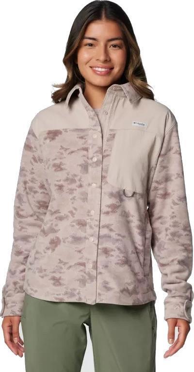 PFG Uncharted Fleece Overshirt - Womens - Crushed Clay Uncharted Waters 1