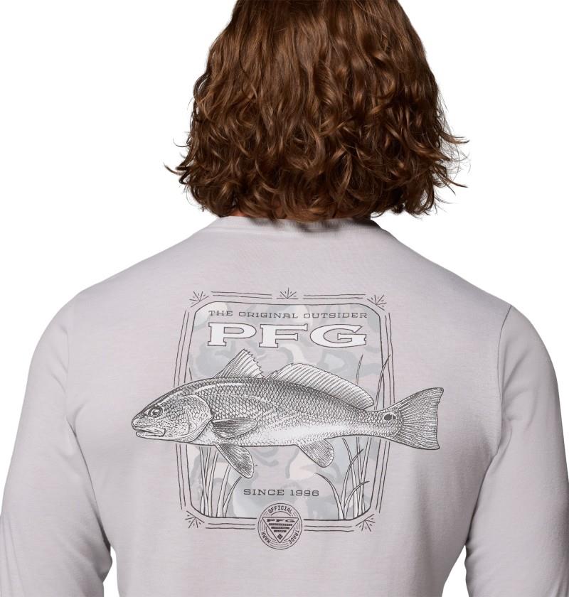 PFG Uncharted Graphic Tee LS - Mens - cool grey heather / redfish swamplands 1