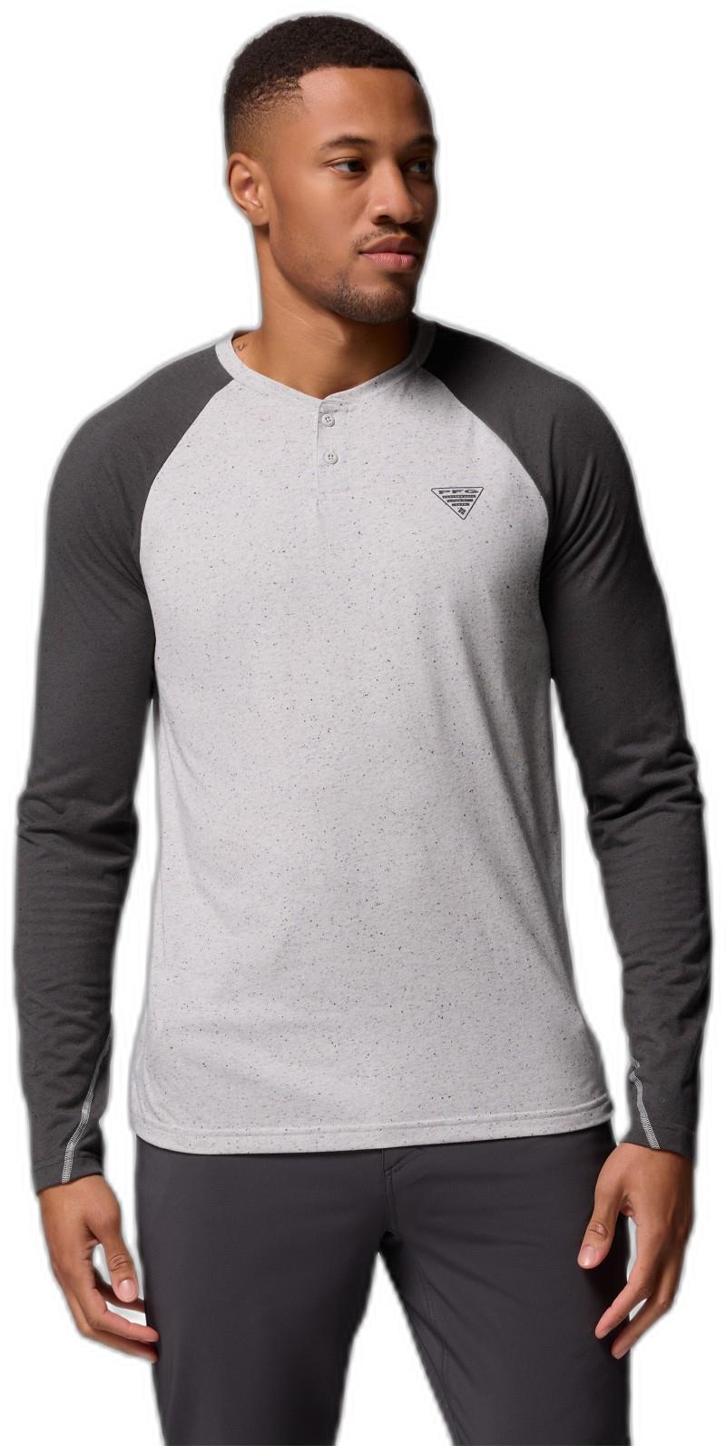 PFG Uncharted Henley LS - Mens - cool grey / shark 1