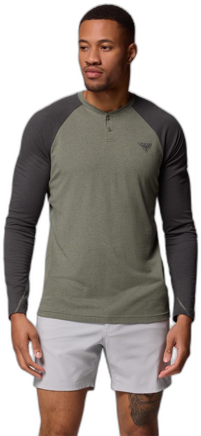 PFG Uncharted Henley LS - Mens - cypress / shark 1