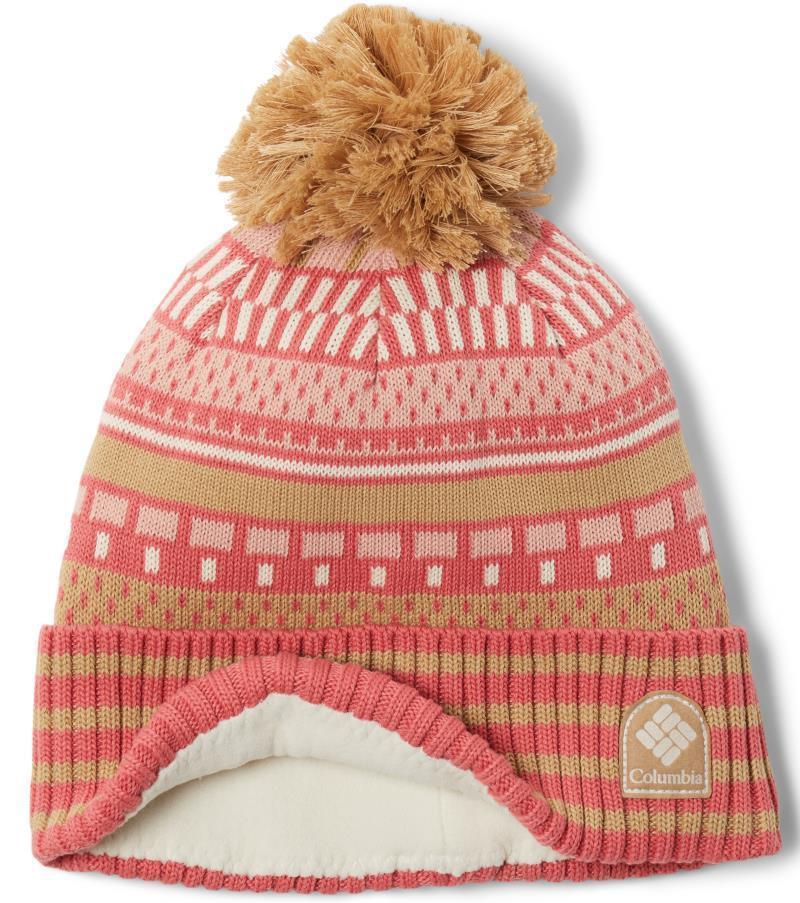 Palmer Peak Pom Beanie - Dark Coral Apres Stripe 2