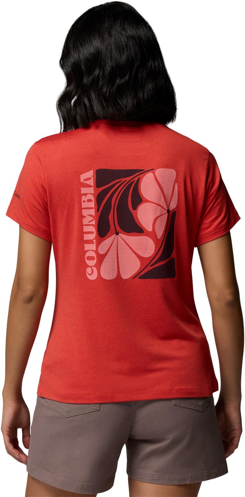 Parsons Point Back Graphic Tee - Womens - poppy red heather / floral fun 1