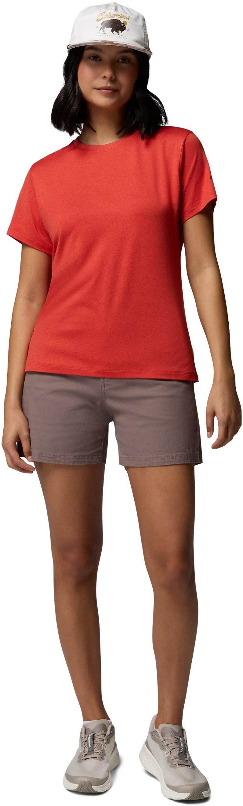 Parsons Point Back Graphic Tee - Womens - poppy red heather / floral fun 1