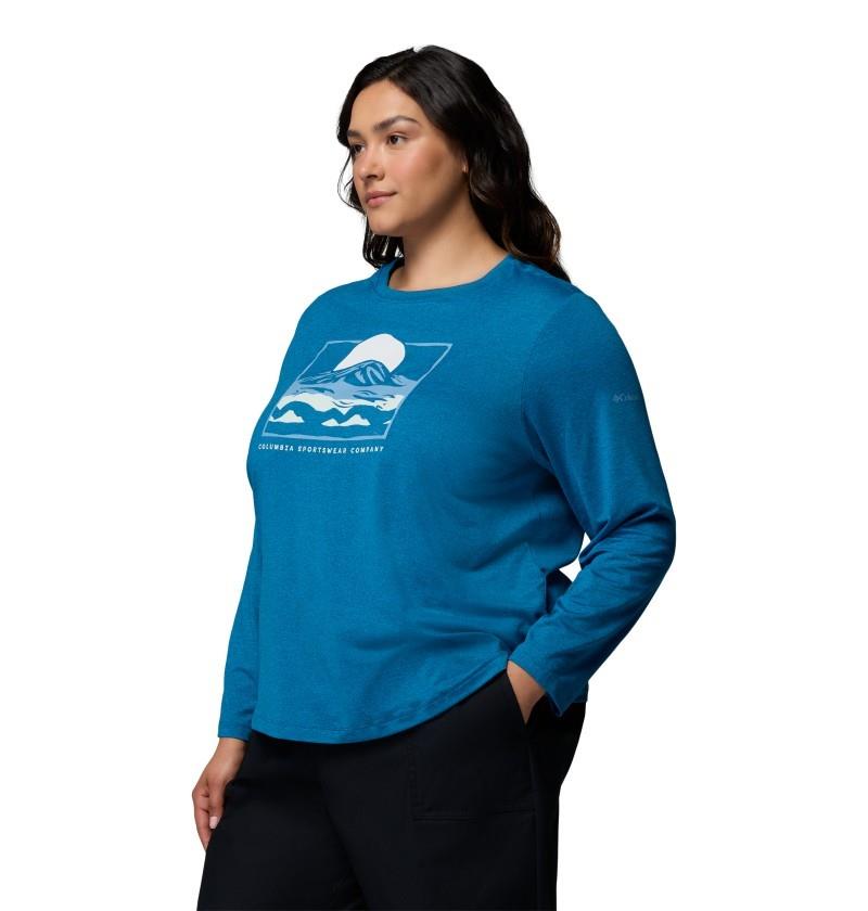 Parsons Point LS Graphic Tee, Extended - Womens - phoenix blue heather / all terrain 1