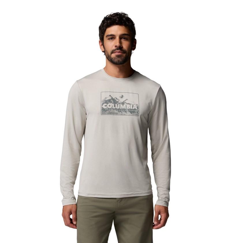 Parsons Point LS Graphic Tee - Mens - dark stone heather framed peakscape 1