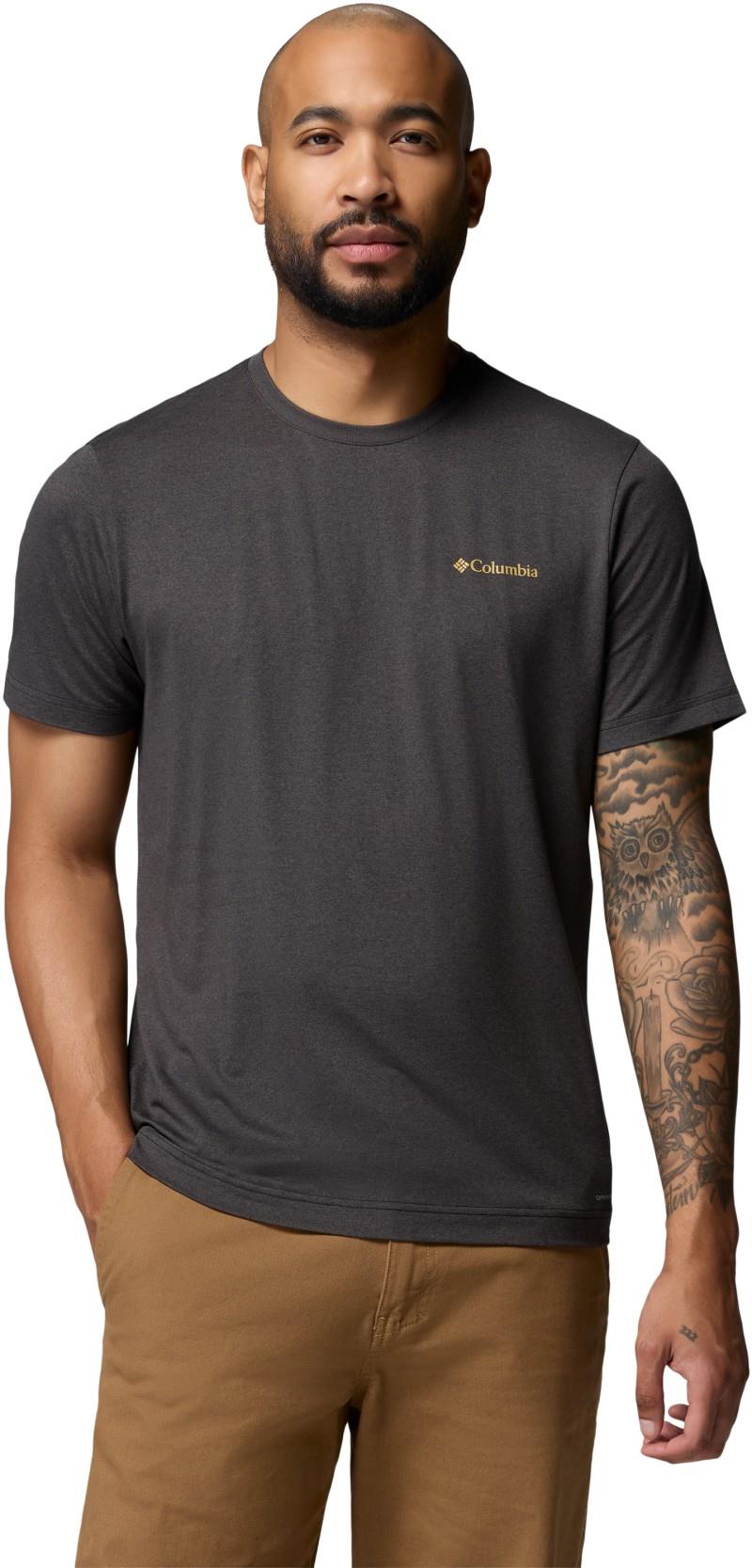 Parsons Point SS Back Graphic Tee, Tall - Mens - black heather blocky banner button 1