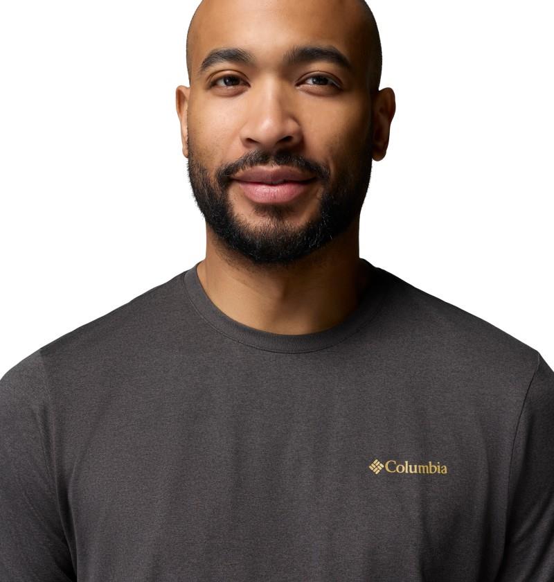 Parsons Point SS Back Graphic Tee, Tall - Mens - black heather blocky banner button 1