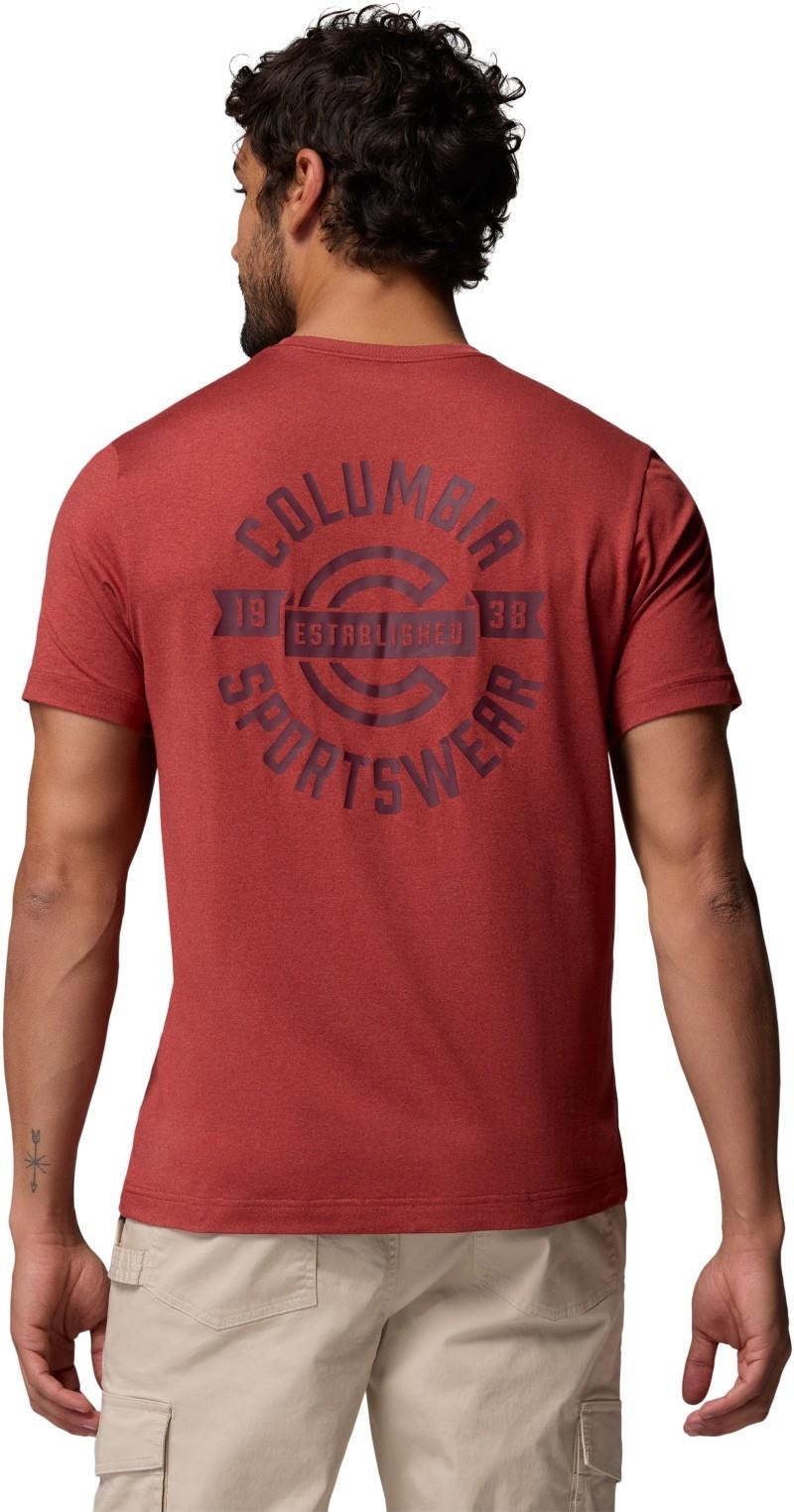 Parsons Point SS Back Graphic Tee, Tall - Mens - red oxide heather blocky banner button 1