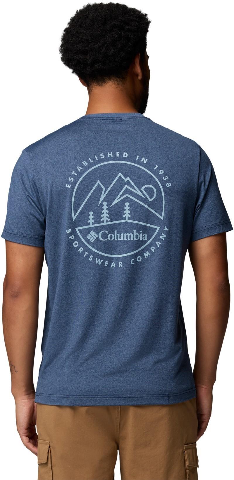 Parsons Point SS Back Graphic Tee - Mens - collegiate navy heather / linear peaks 1