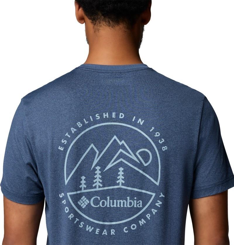 Parsons Point SS Back Graphic Tee - Mens - collegiate navy heather / linear peaks 1