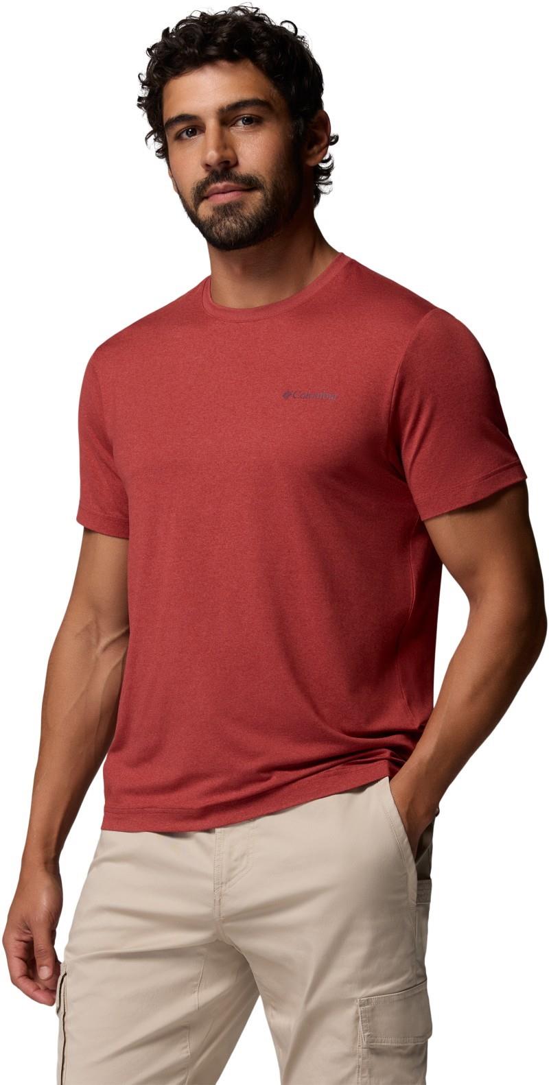 Parsons Point SS Back Graphic Tee - Mens - red oxide heather blocky banner button 1