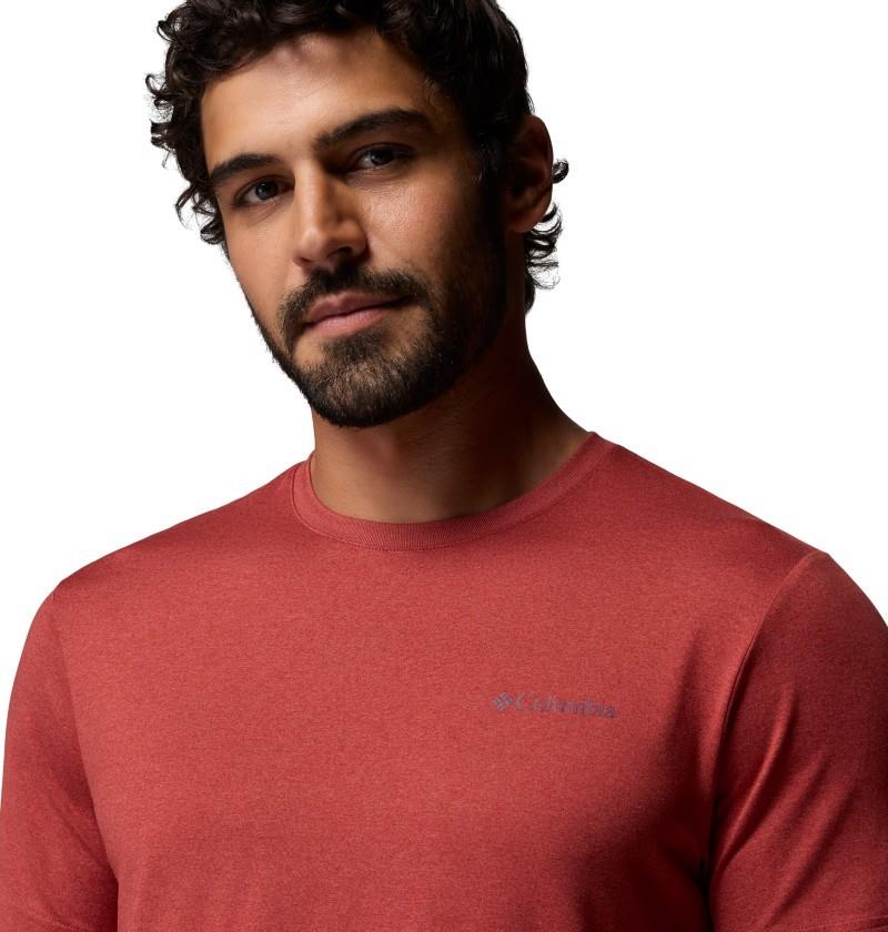 Parsons Point SS Back Graphic Tee - Mens - red oxide heather blocky banner button 1