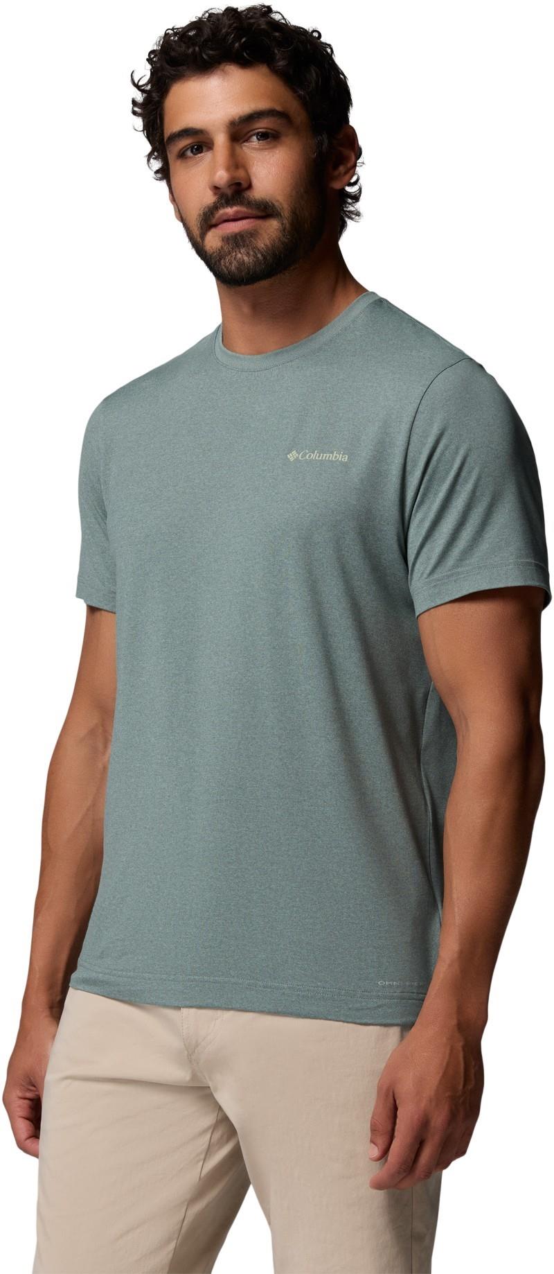 Parsons Point SS Back Graphic Tee - Mens - sedona sage heather blocky banner button 1