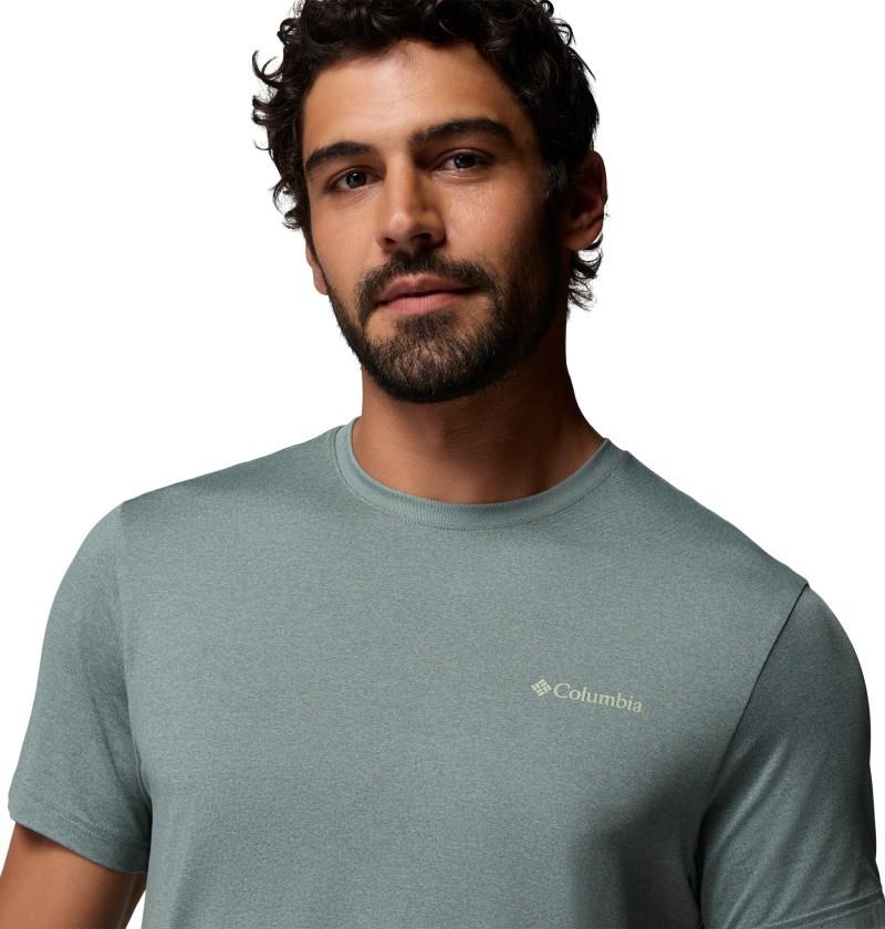 Parsons Point SS Back Graphic Tee - Mens - sedona sage heather blocky banner button 1