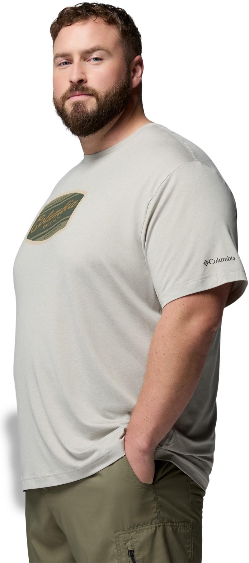 Parsons Point SS Graphic Tee, Extended - Mens - dark stone heather / badge label 1