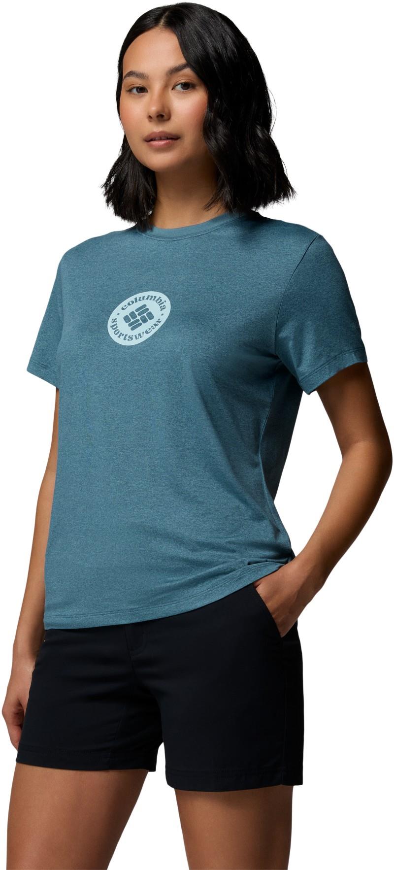 Parsons Point SS Graphic Tee - Womens - everblue heather / gem focused 1