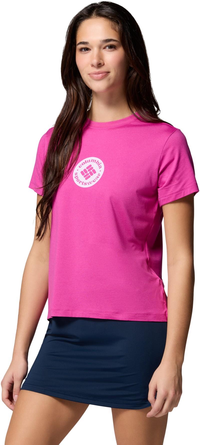 Parsons Point SS Graphic Tee - Womens - fuchsia heather / gem focused 1
