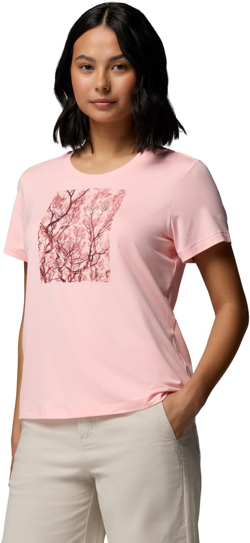 Parsons Point SS Scoop Tee - Womens - pink sand heather / canopy view 1
