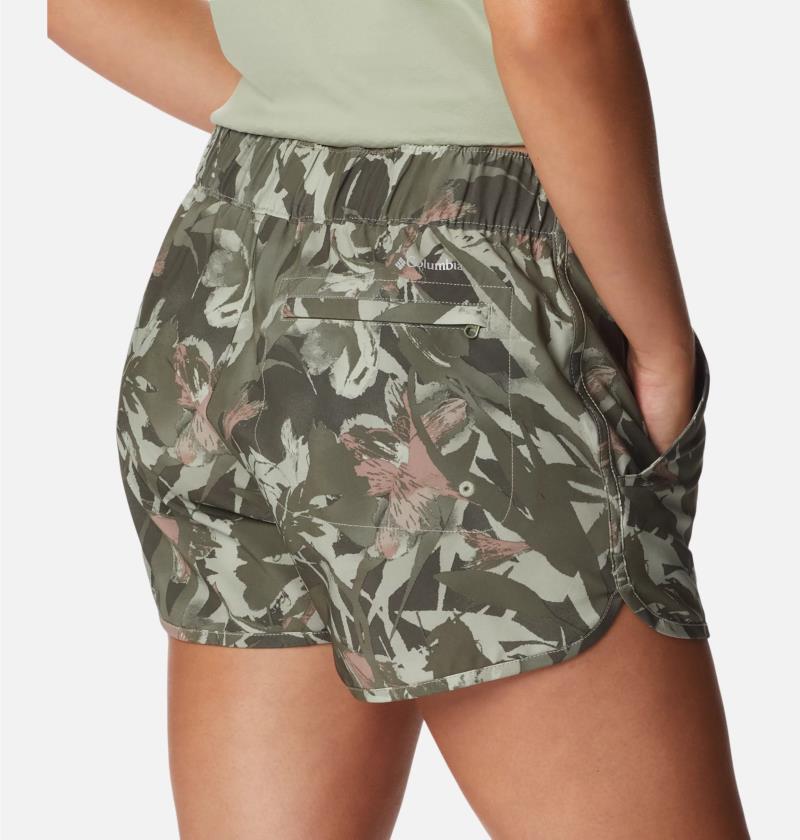 Pleasant Creek Stretch Shorts, 5" Inseam - Womens - Stone Green / Floriculture 5