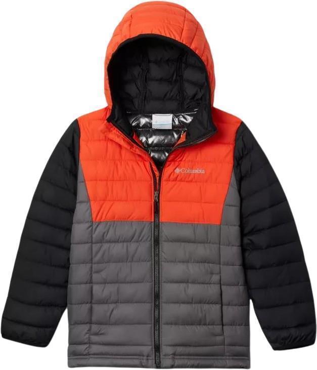 Powder Lite Hooded Jacket - Youth Boys - City Grey / Red Quartz / Black 1