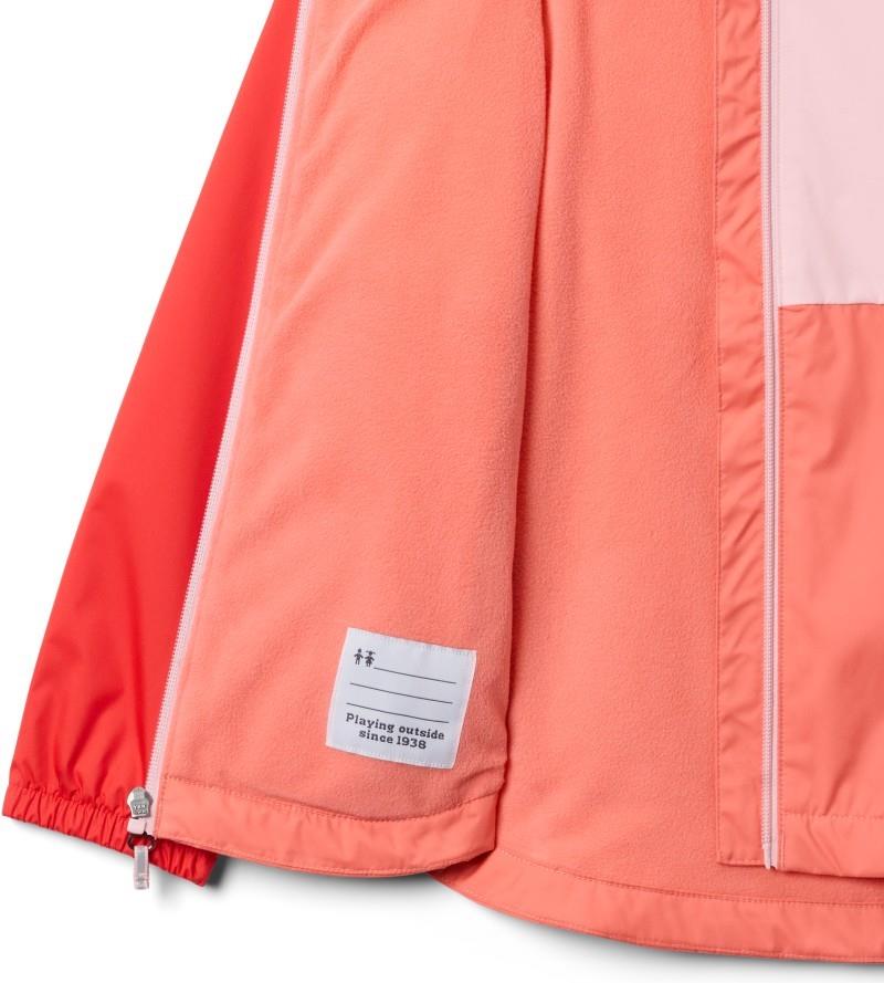 Rainy Trails III Fleece Lined Jacket - Youth Girls - hot coral / satin pink / poppy red 1