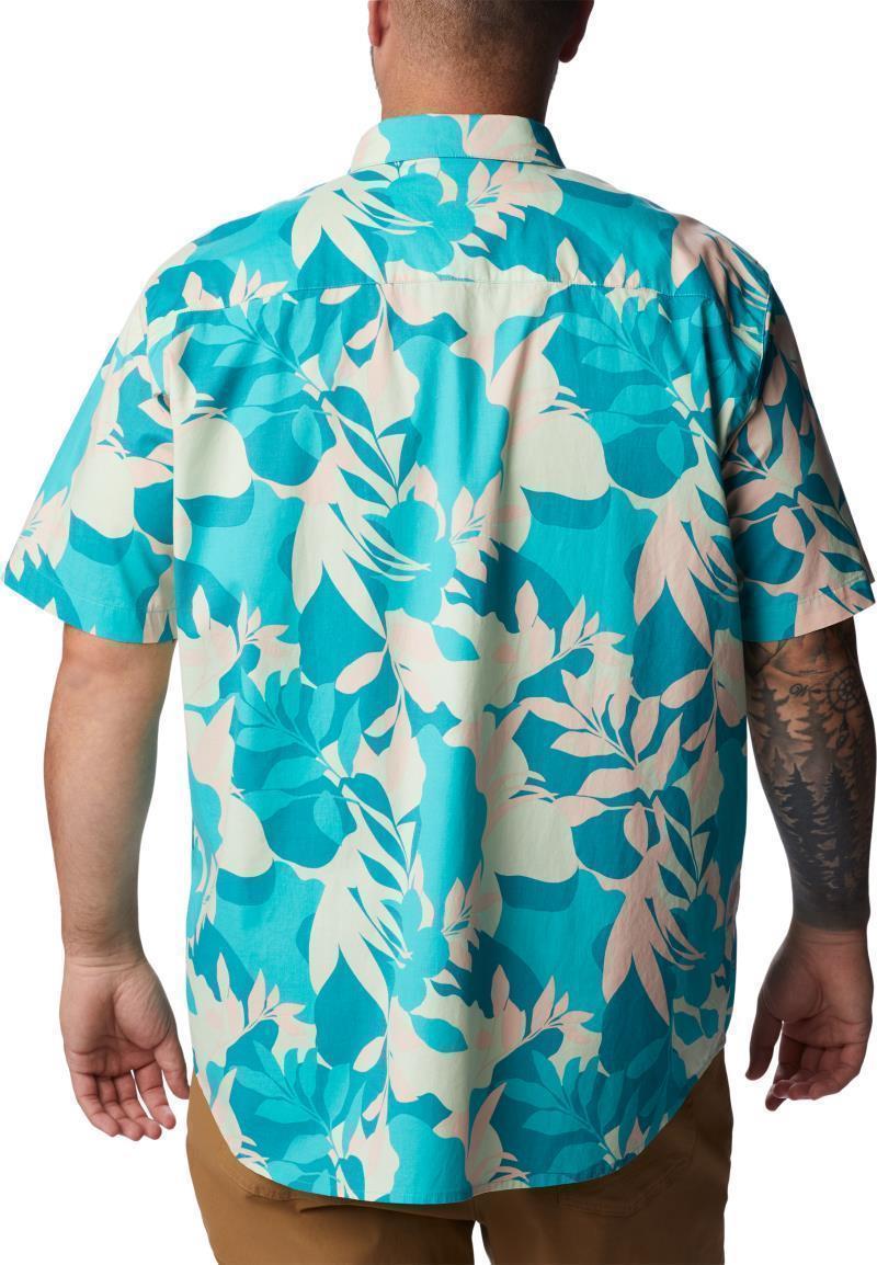 Rapid Rivers Printed SS Shirt, Extended - Mens - Bright Aqua Floriated 2