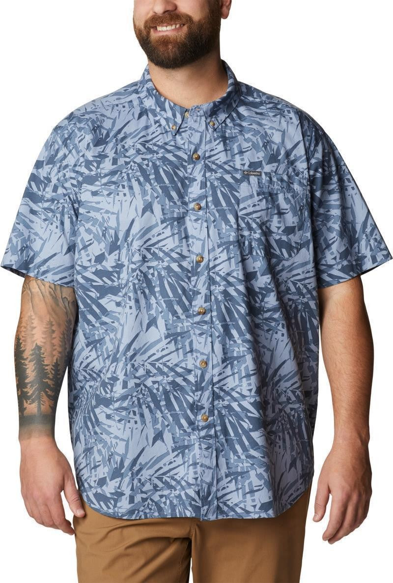 Rapid Rivers Printed SS Shirt, Extended - Mens - bluestone dye palms 1