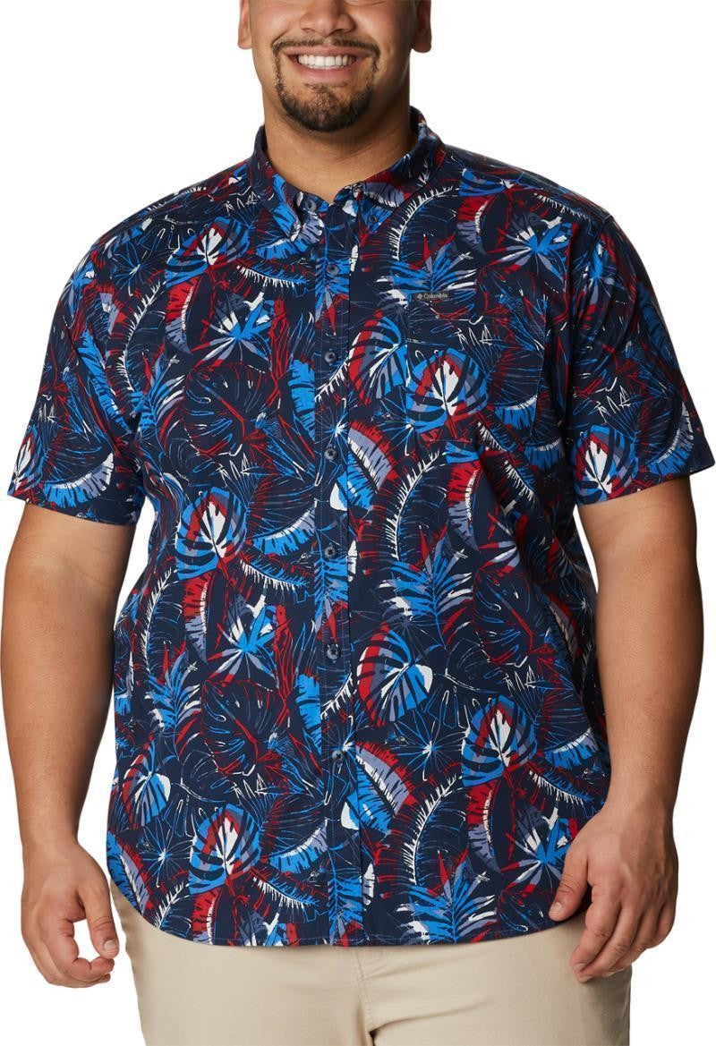Rapid Rivers Printed SS Shirt, Extended - Mens - bright indigo king palms multi 1