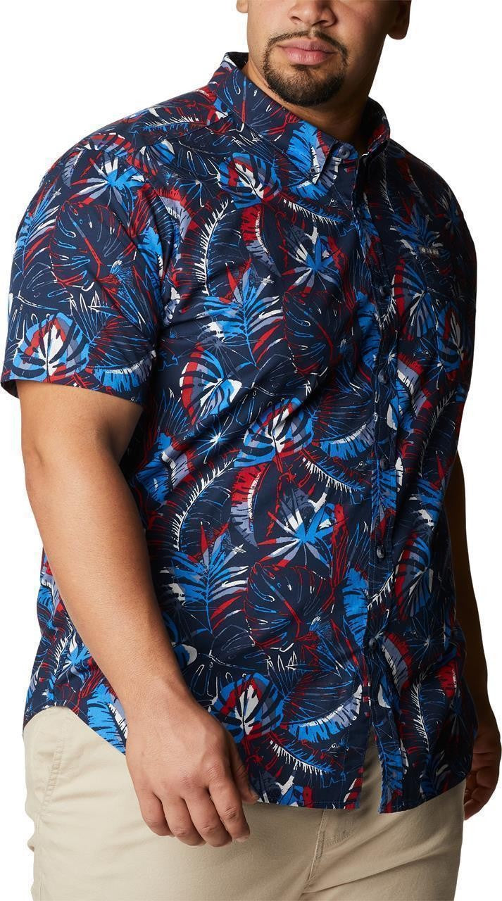 Rapid Rivers Printed SS Shirt, Extended - Mens - bright indigo king palms multi 1