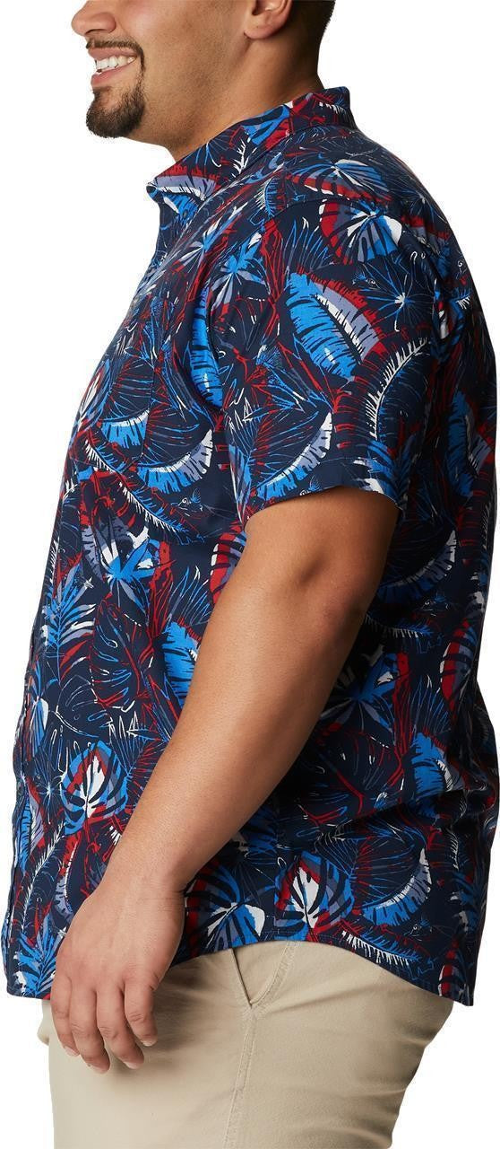 Rapid Rivers Printed SS Shirt, Extended - Mens - bright indigo king palms multi 1