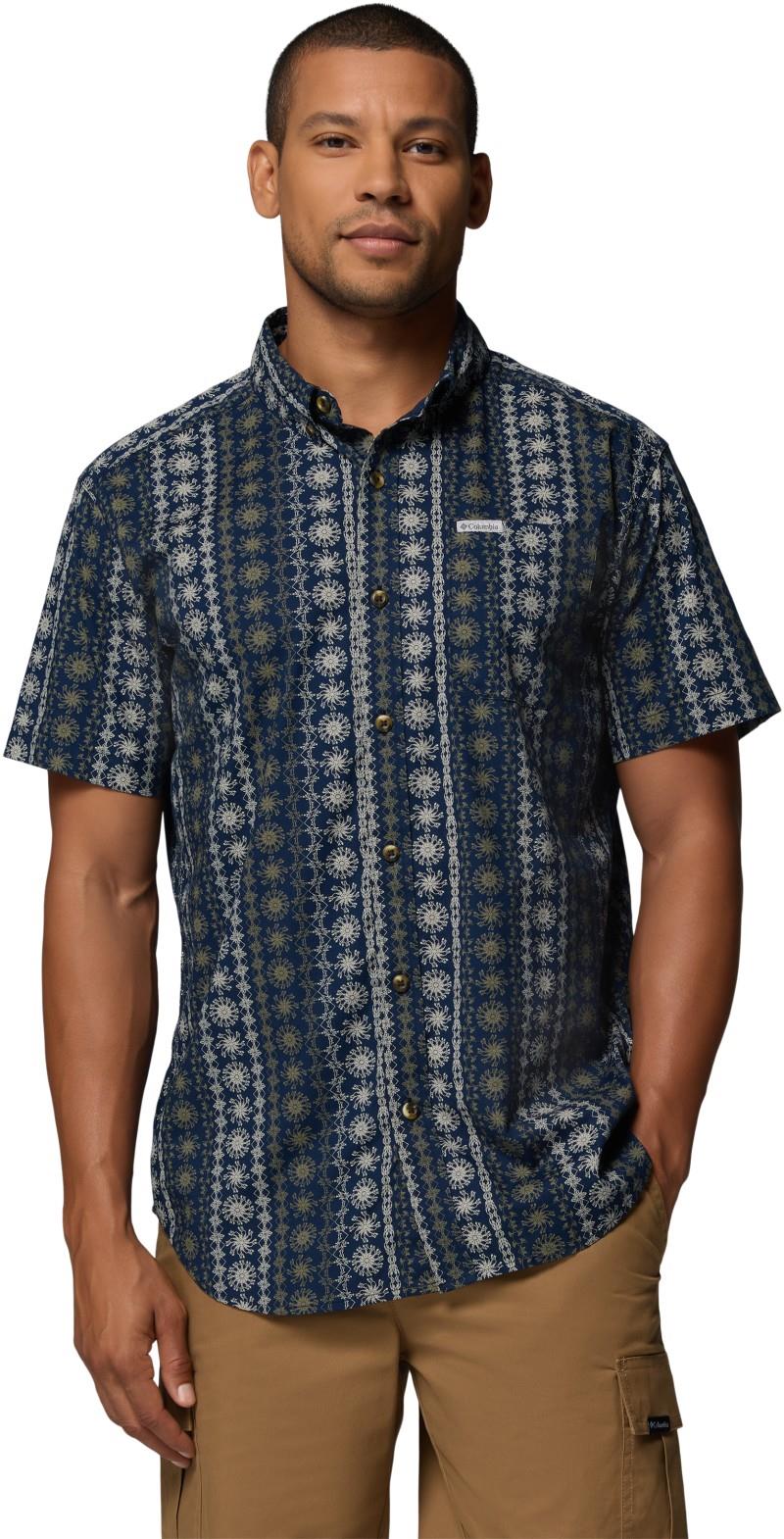 Rapid Rivers Printed SS Shirt, Extended - Mens - collegiate navy / wildflower 1