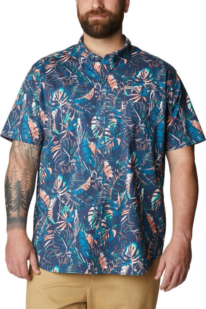 Rapid Rivers Printed SS Shirt, Extended - Mens - dark mountain king palms multi 1