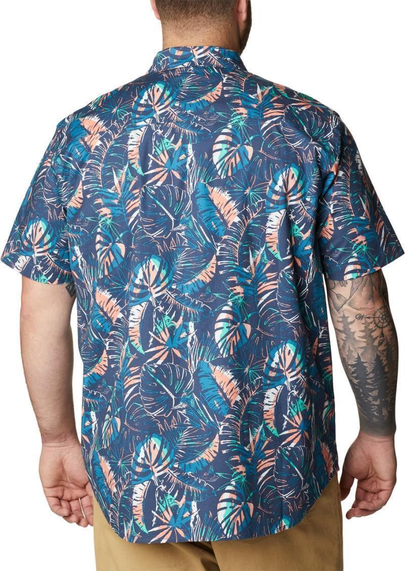 Rapid Rivers Printed SS Shirt, Extended - Mens - dark mountain king palms multi 1