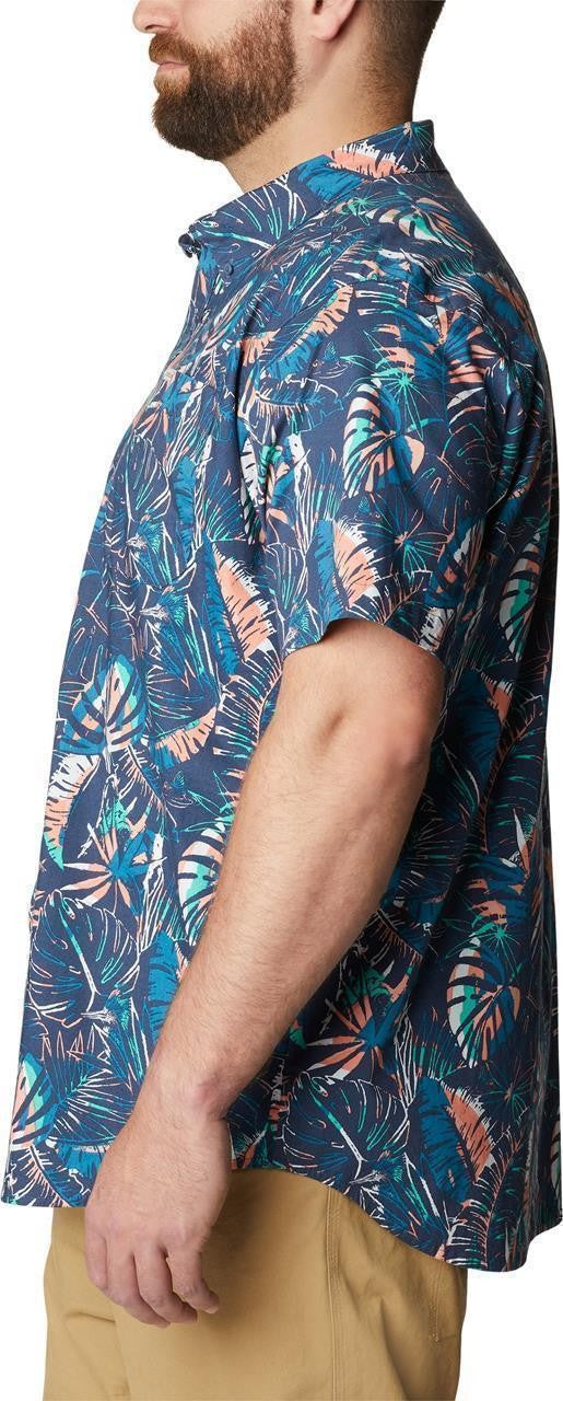 Rapid Rivers Printed SS Shirt, Extended - Mens - dark mountain king palms multi 1