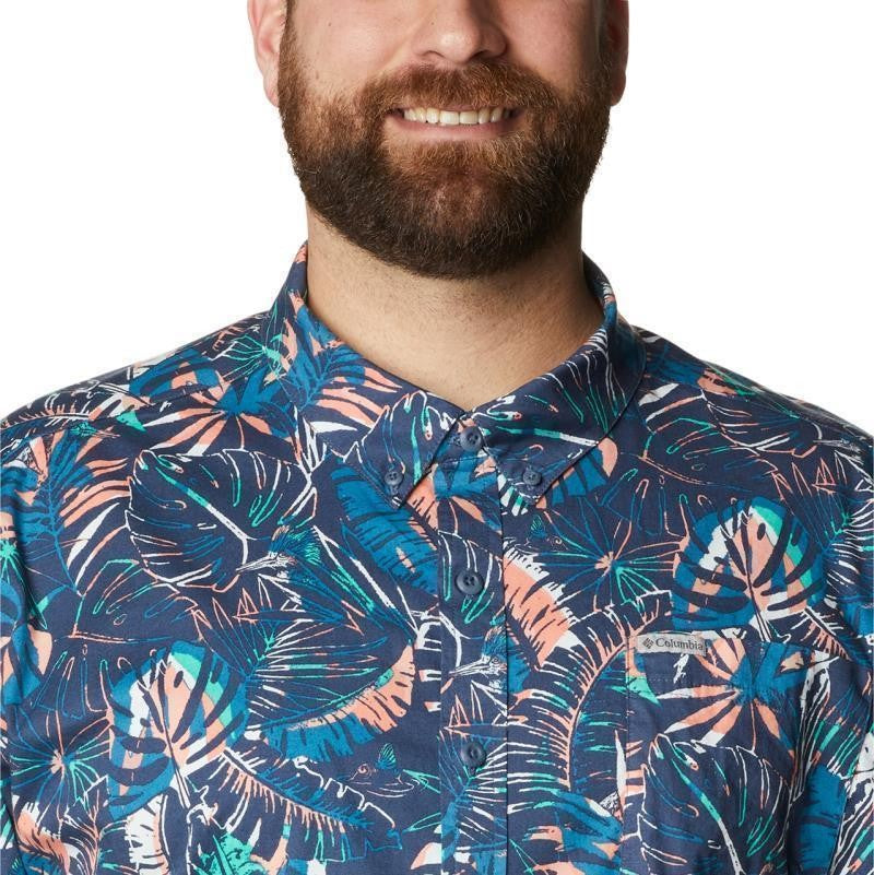Rapid Rivers Printed SS Shirt, Extended - Mens - dark mountain king palms multi 1