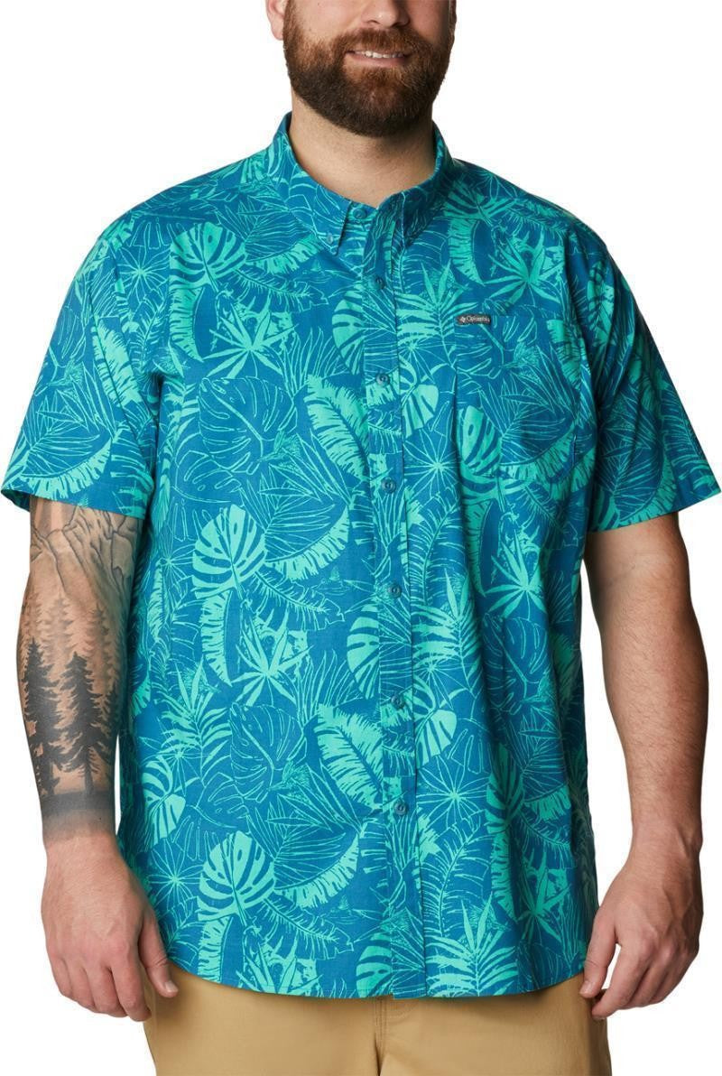 Rapid Rivers Printed SS Shirt, Extended - Mens - deep marine king palms 1