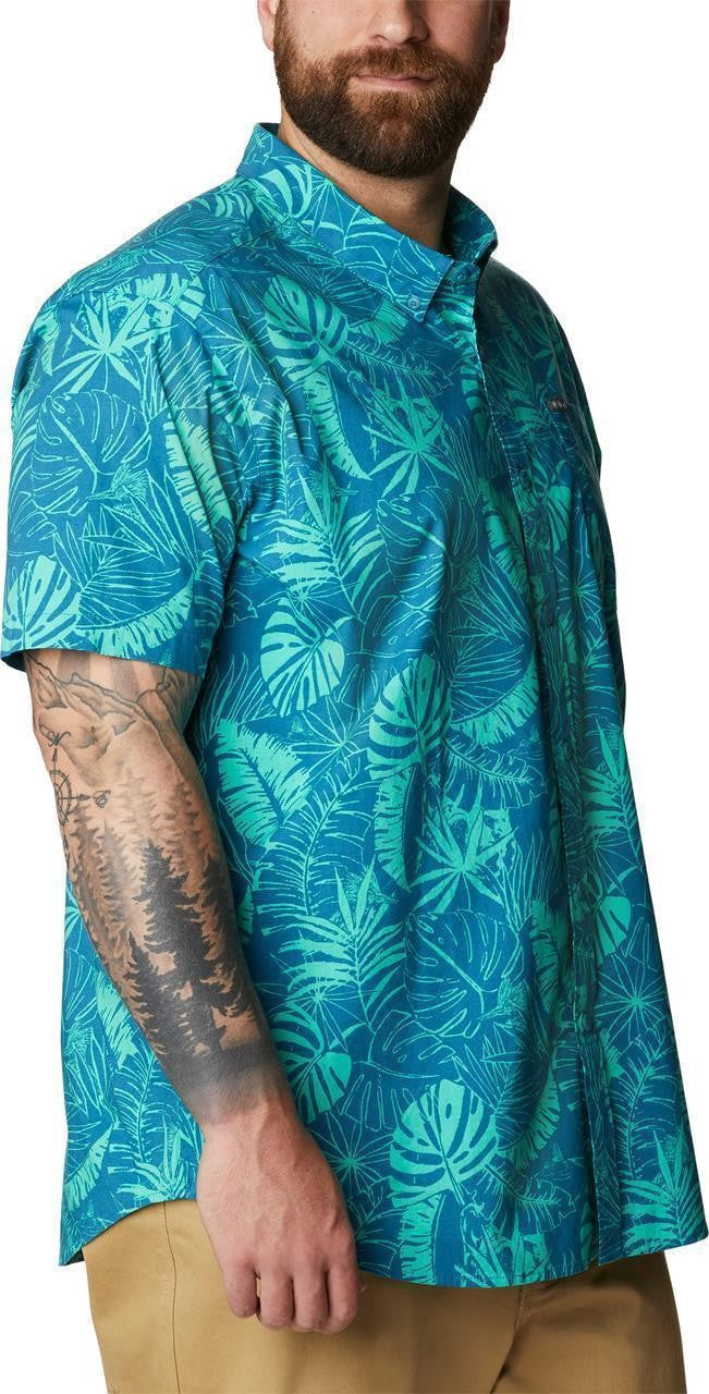 Rapid Rivers Printed SS Shirt, Extended - Mens - deep marine king palms 1
