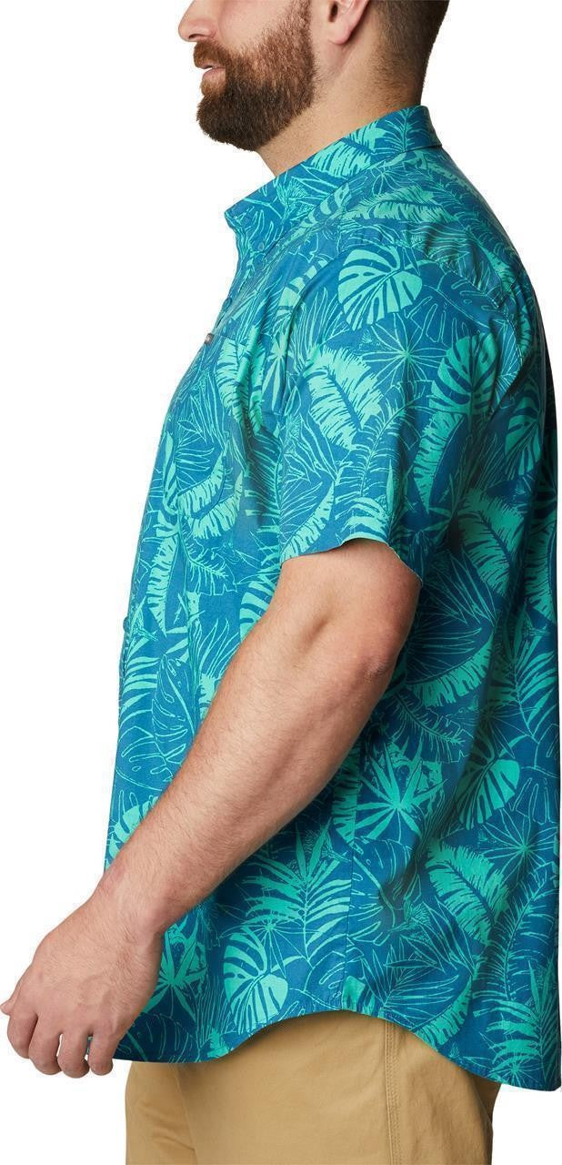 Rapid Rivers Printed SS Shirt, Extended - Mens - deep marine king palms 1