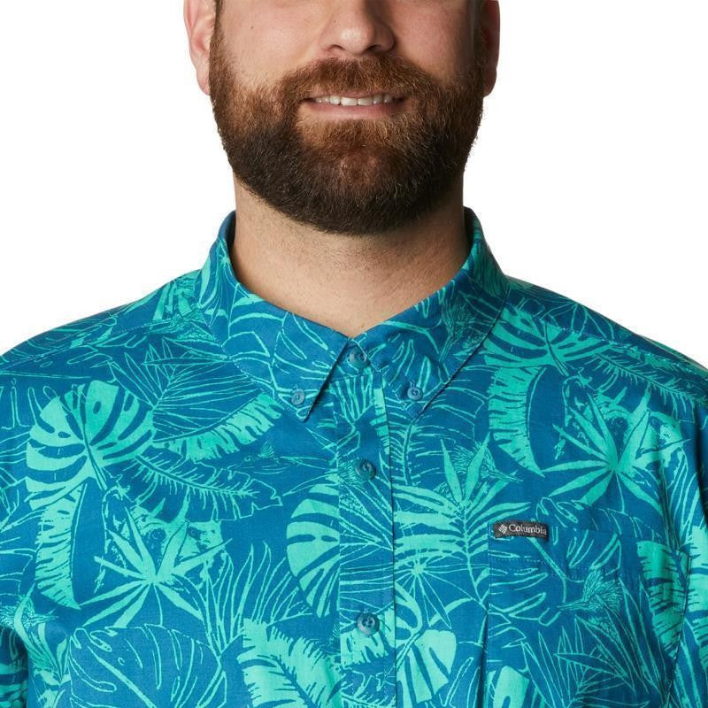 Rapid Rivers Printed SS Shirt, Extended - Mens - deep marine king palms 1