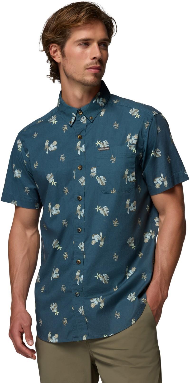 Rapid Rivers Printed SS Shirt, Extended - Mens - everblue / macaws 1