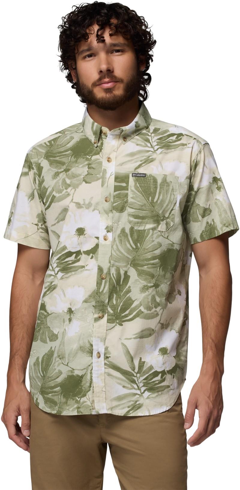Rapid Rivers Printed SS Shirt, Extended - Mens - safari / flowerblur 1