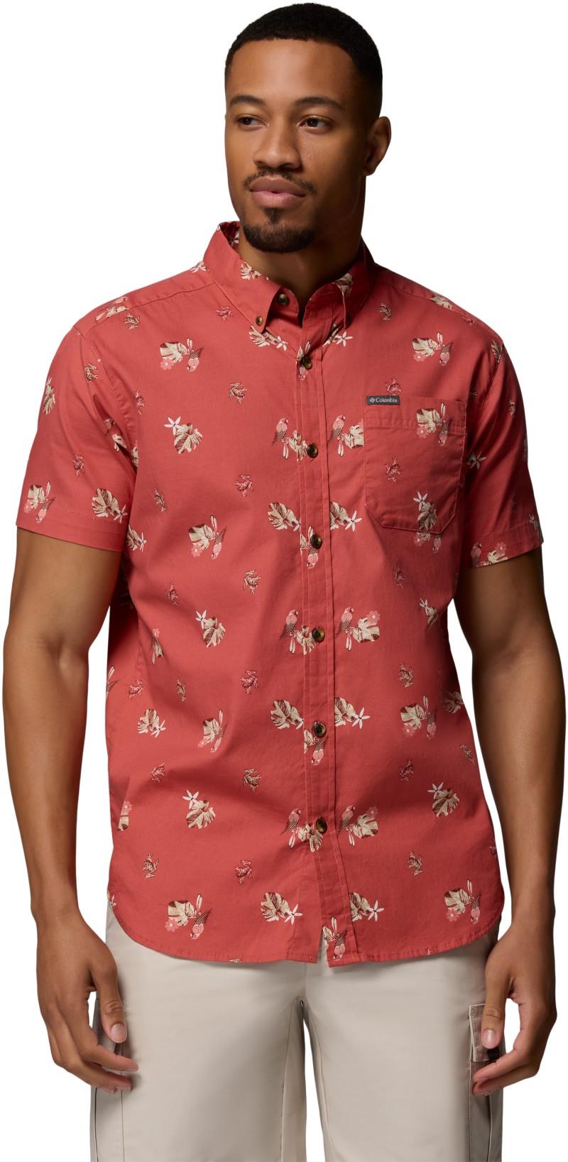 Rapid Rivers Printed SS Shirt - Mens - washed red / macaws 1