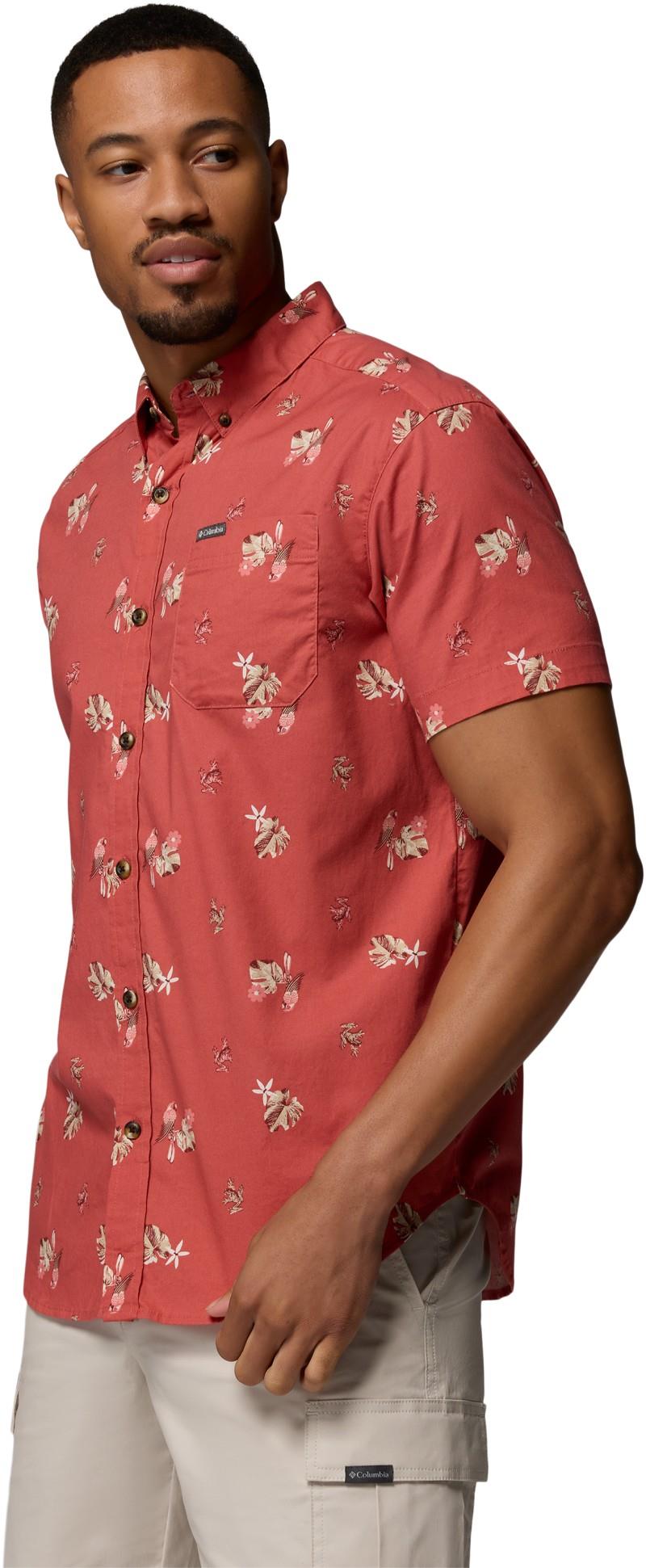 Rapid Rivers Printed SS Shirt - Mens - washed red / macaws 1