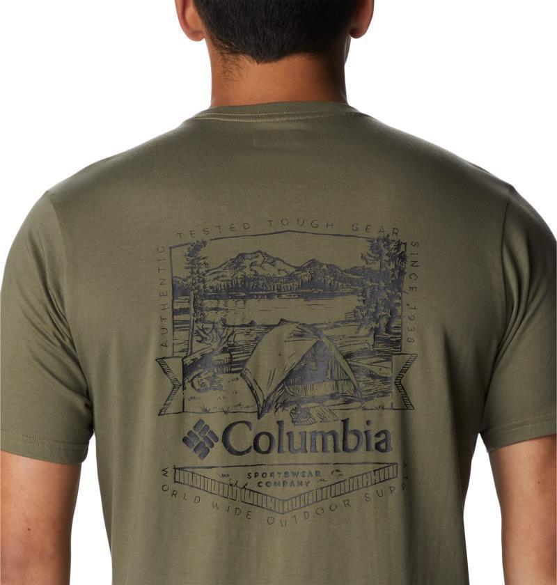 Rockaway River Back Graphic SS Tee - Mens - Stone Green / Lakeside Badge Graphic 5