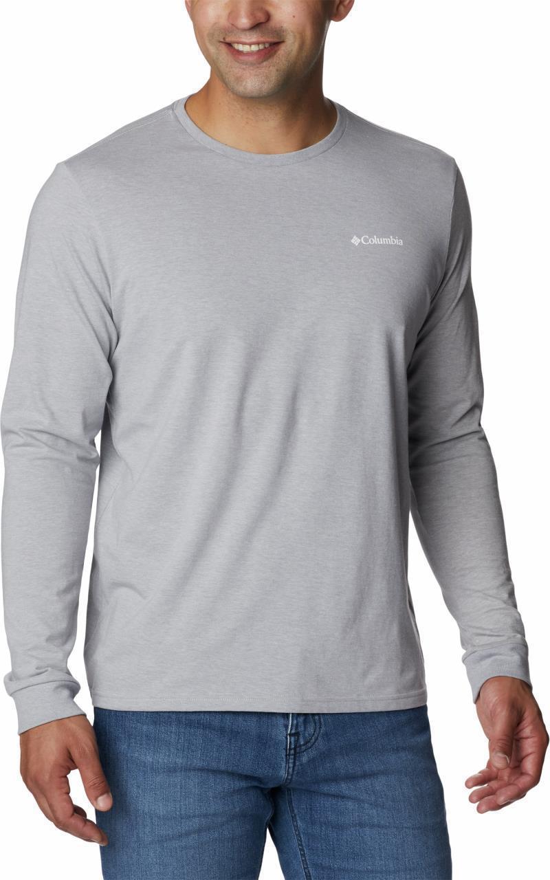 Rockaway River Graphic LS Tee - Mens - columbia grey heather / white logo 1