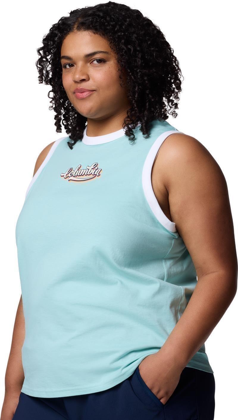 Rolling Bend Graphic Ringer Tank, Extended - Womens - spray / elevated script 1
