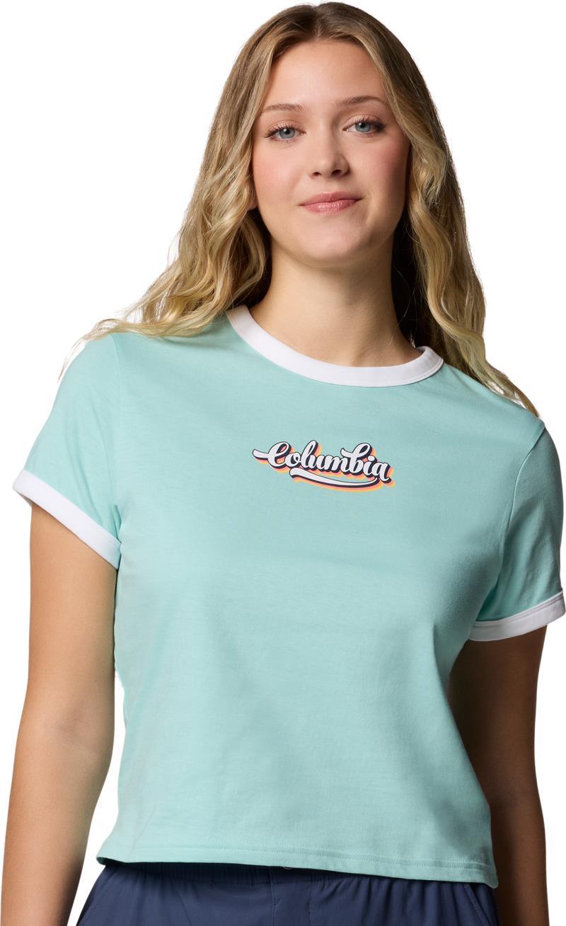 Rolling Bend Graphic Ringer Tee - Womens - spray / elevated script 1