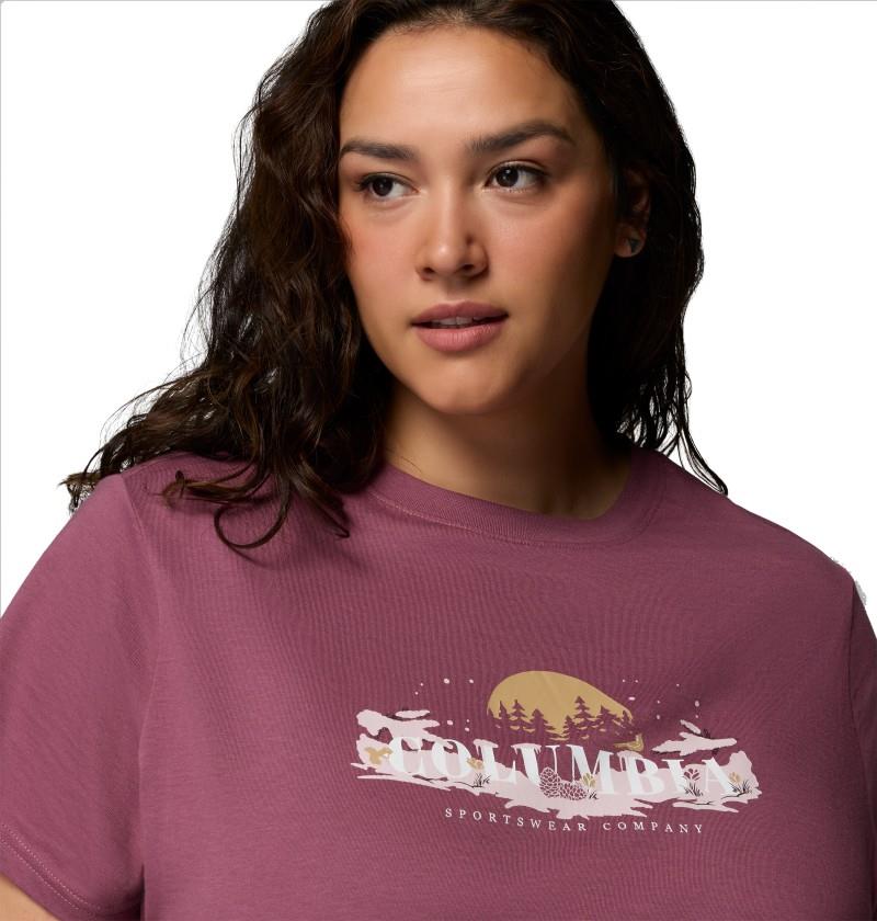 Rolling Bend Seasonal Graphic Tee, Extended - Womens - antique mauve / hike happy 1