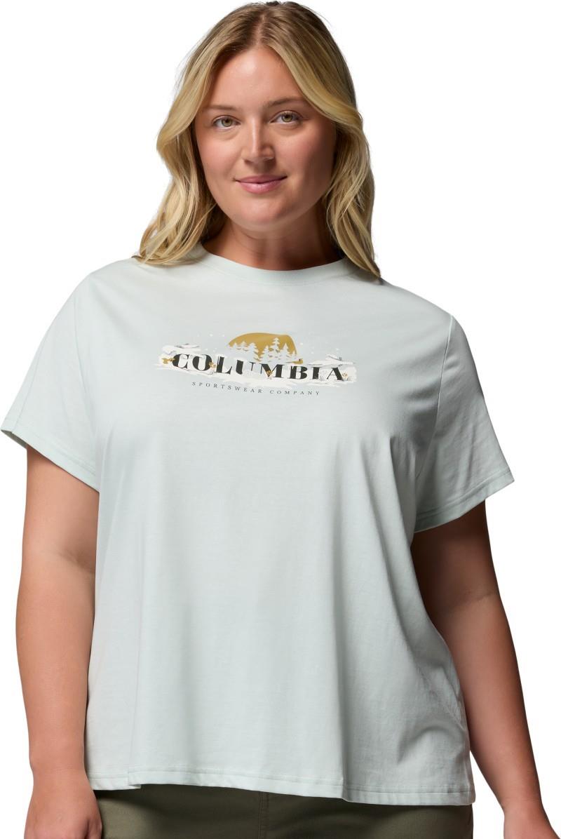 Rolling Bend Seasonal Graphic Tee, Extended - Womens - tea light / hike happy 1